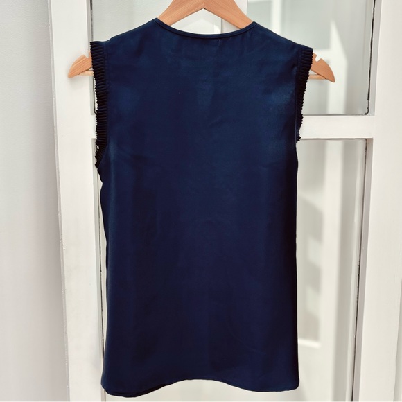 J.Crew Margot Navy Ruffle Silk Blouse - Picture 7 of 8